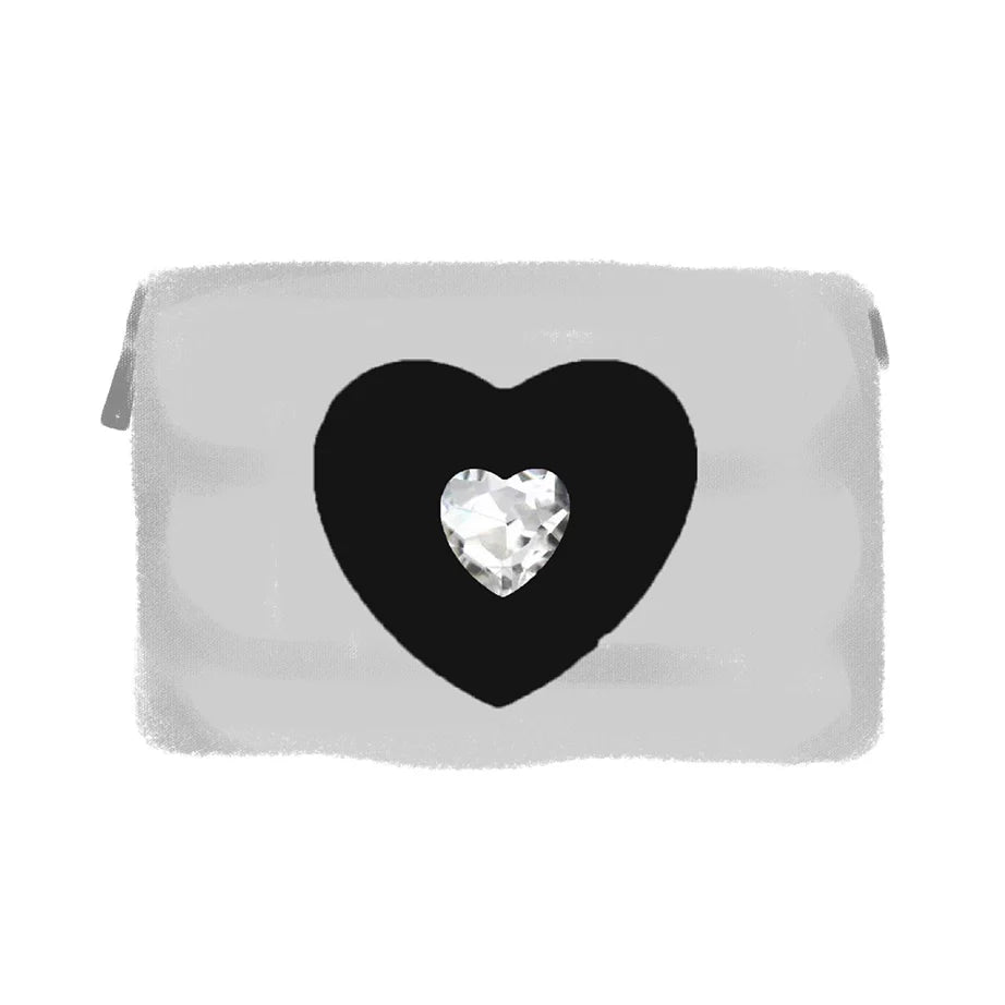 Crystal Heart Cosmetic Bag – Y2K Nylon Pouch