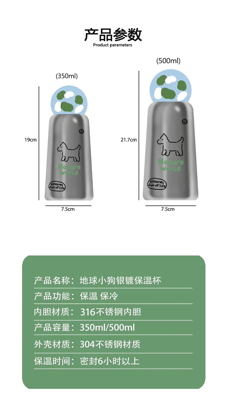 Silver Planet Lid Tumbler – Eco-Friendly Stainless Steel Bottle