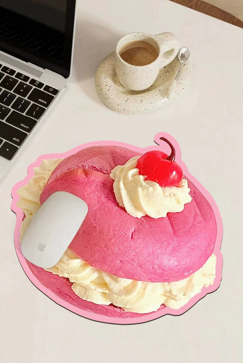 Cute Dessert-Shaped Leather Mouse Pad