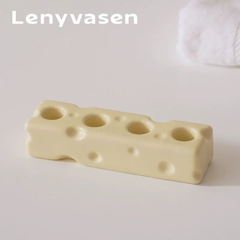 Cheese Ceramic Toothbrush Holder – 1 to 4 Slot Options