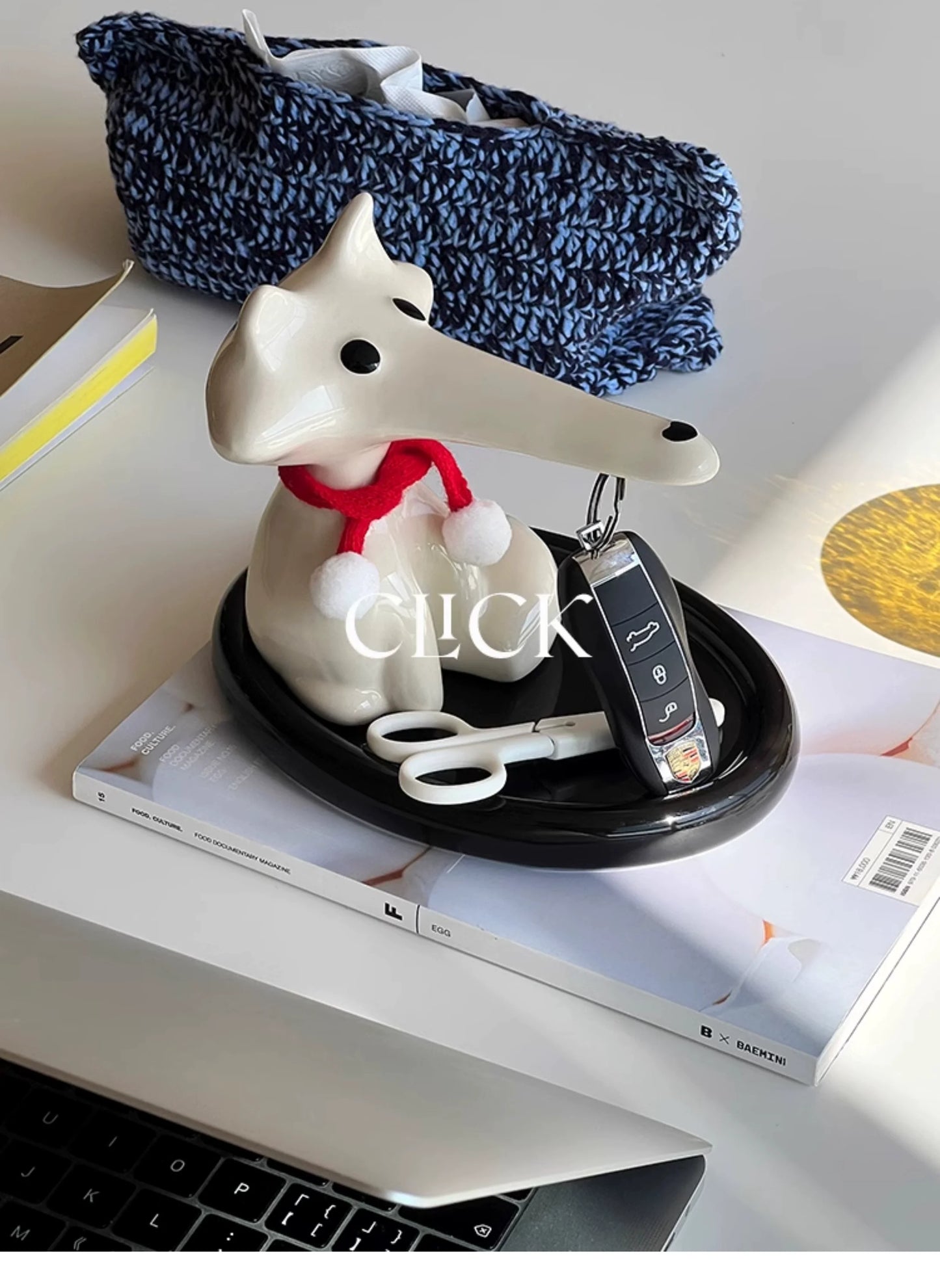 Magnetic Fox Butler Tray – Ceramic Key Holder Stand