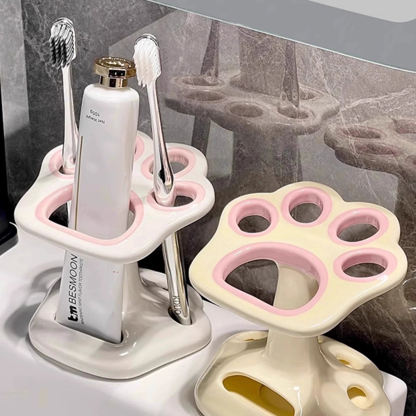 Cat Paw Ceramic Toothbrush Holder