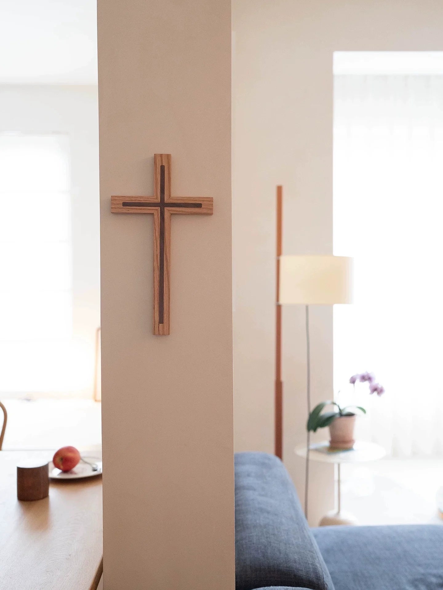 Solid Wood Wall Cross – Walnut & Oak Faith Decor