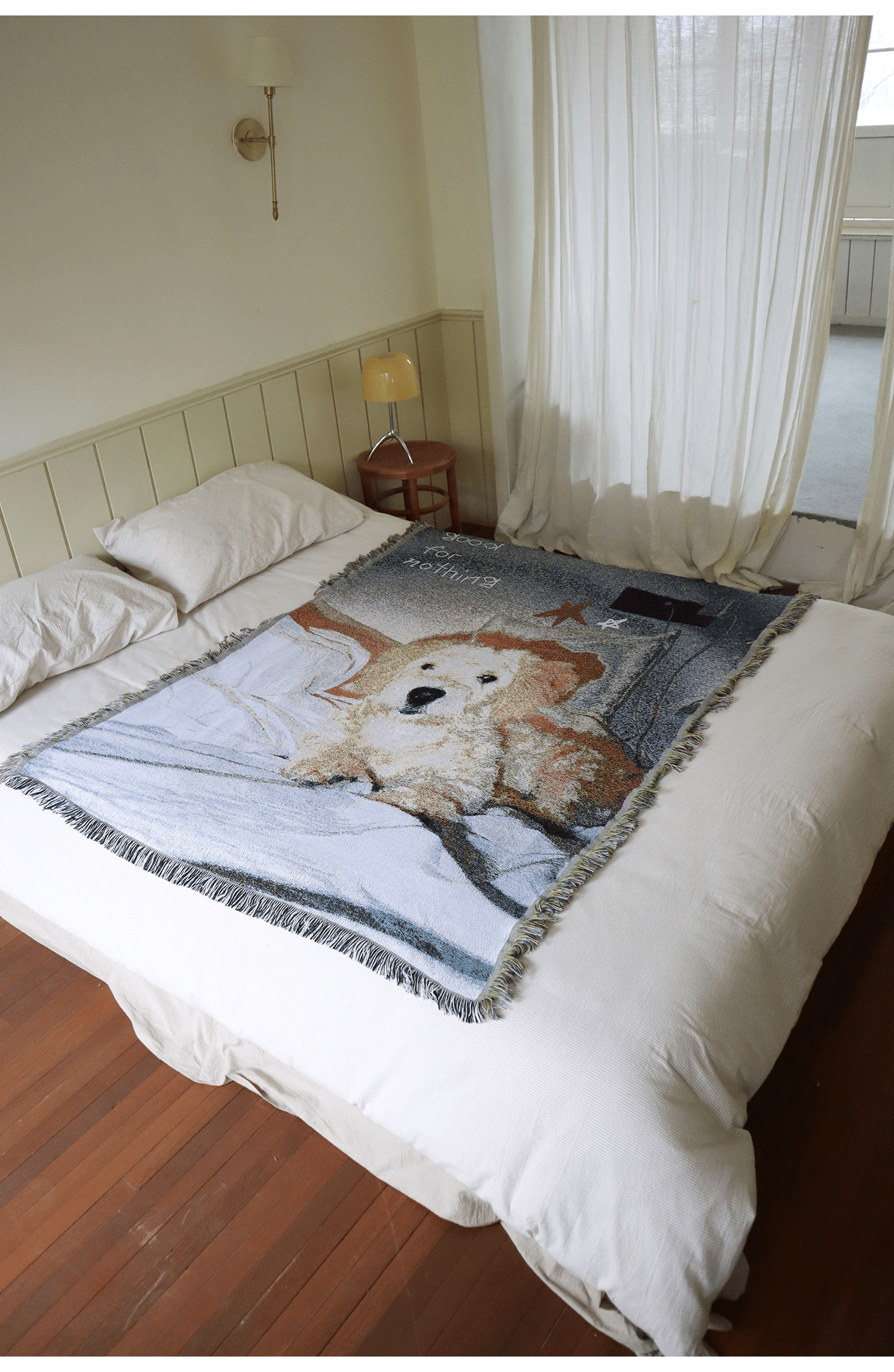 goodfornothing is good for nothing, original puppy, vintage art, tapestry, blanket, knitted sofa blanket