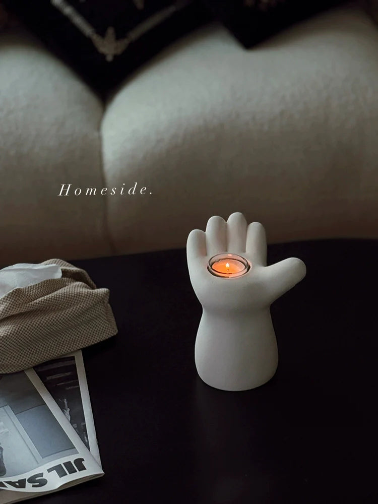 Hand-Shaped Ceramic Candle Holder & Vase