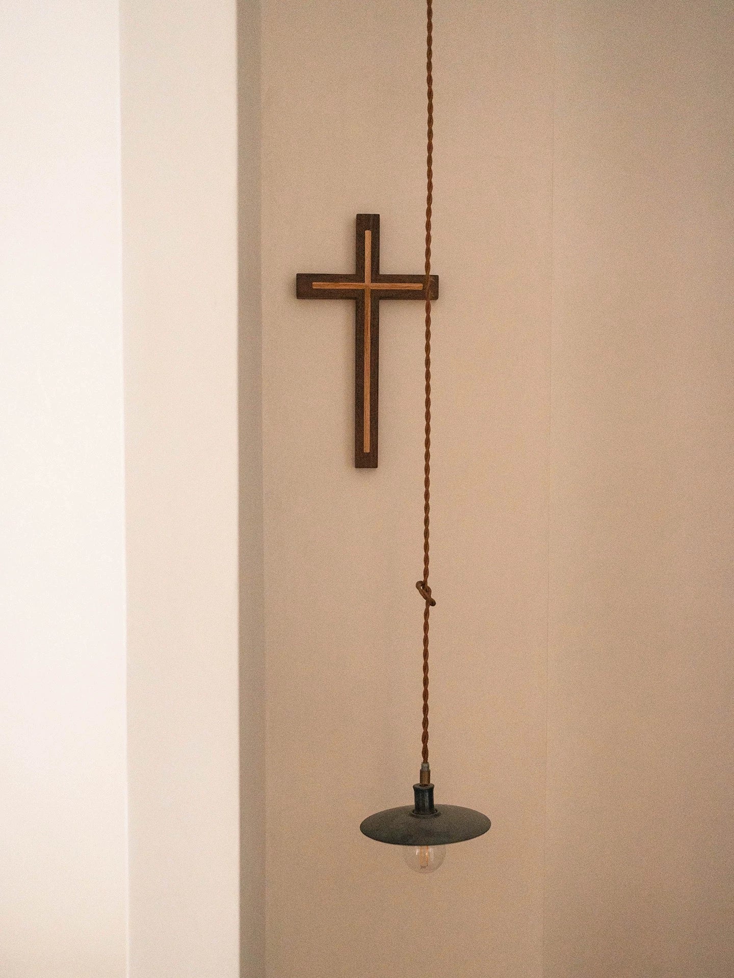 Solid Wood Wall Cross – Walnut & Oak Faith Decor