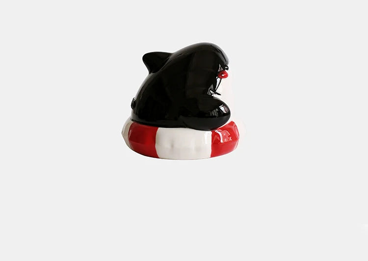CMYD Original Design Creative Shark Piggy Bank Cartoon Ceramic Piggy Bank Christmas Gift Table Decoration Ornament