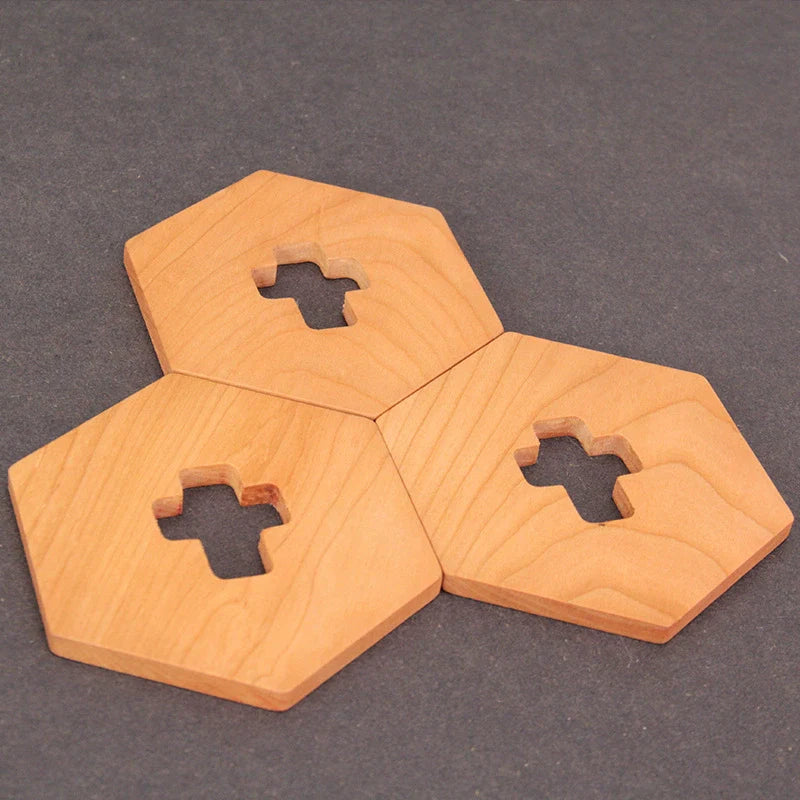 FOCUS Japanese style black walnut + cherry wood mat tea set tea cup holder coffee cross coaster solid wood gift
