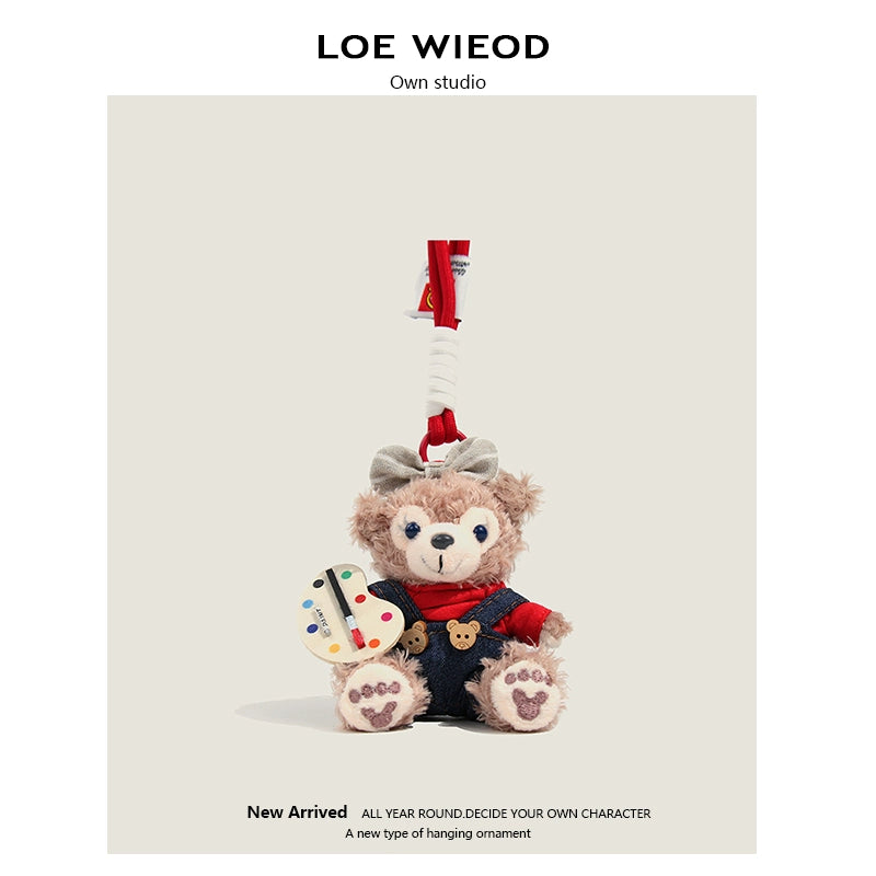 Painter Bear Plush Keychain