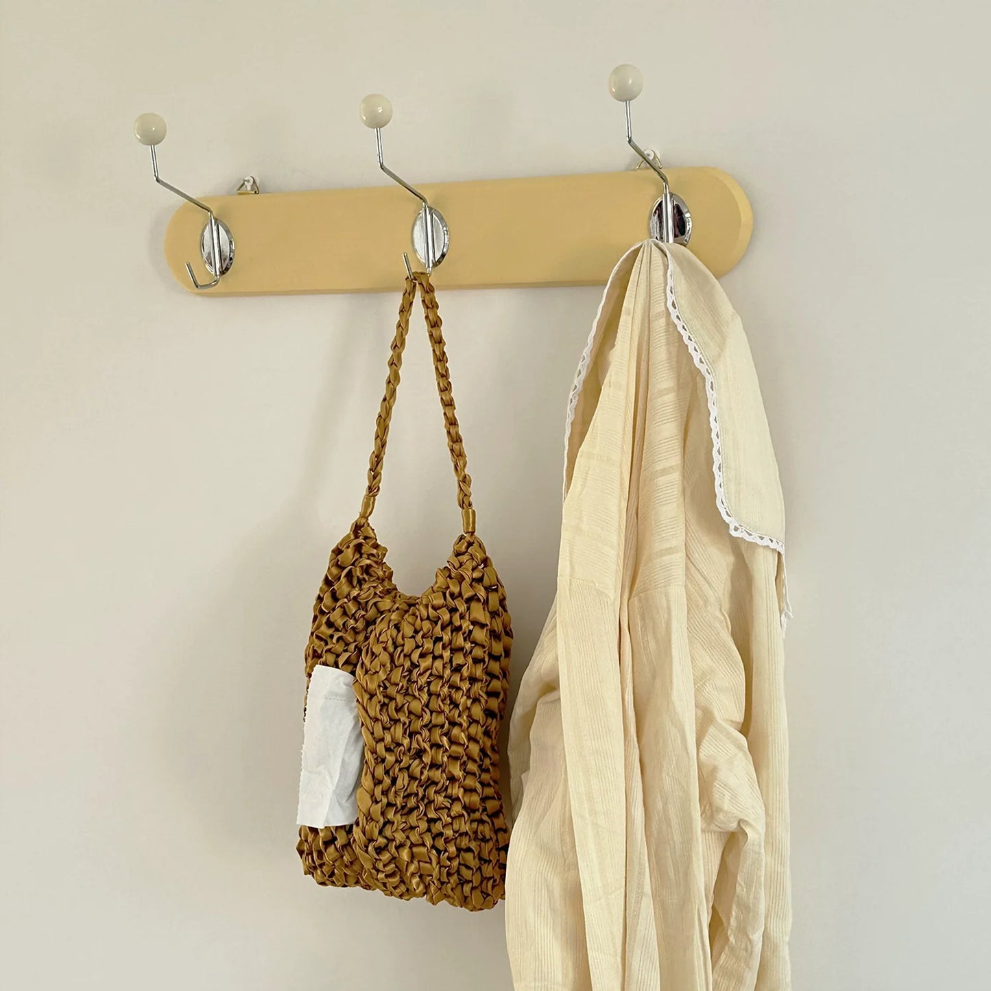 3 Hooks Retro Solid Wood Hook Rack