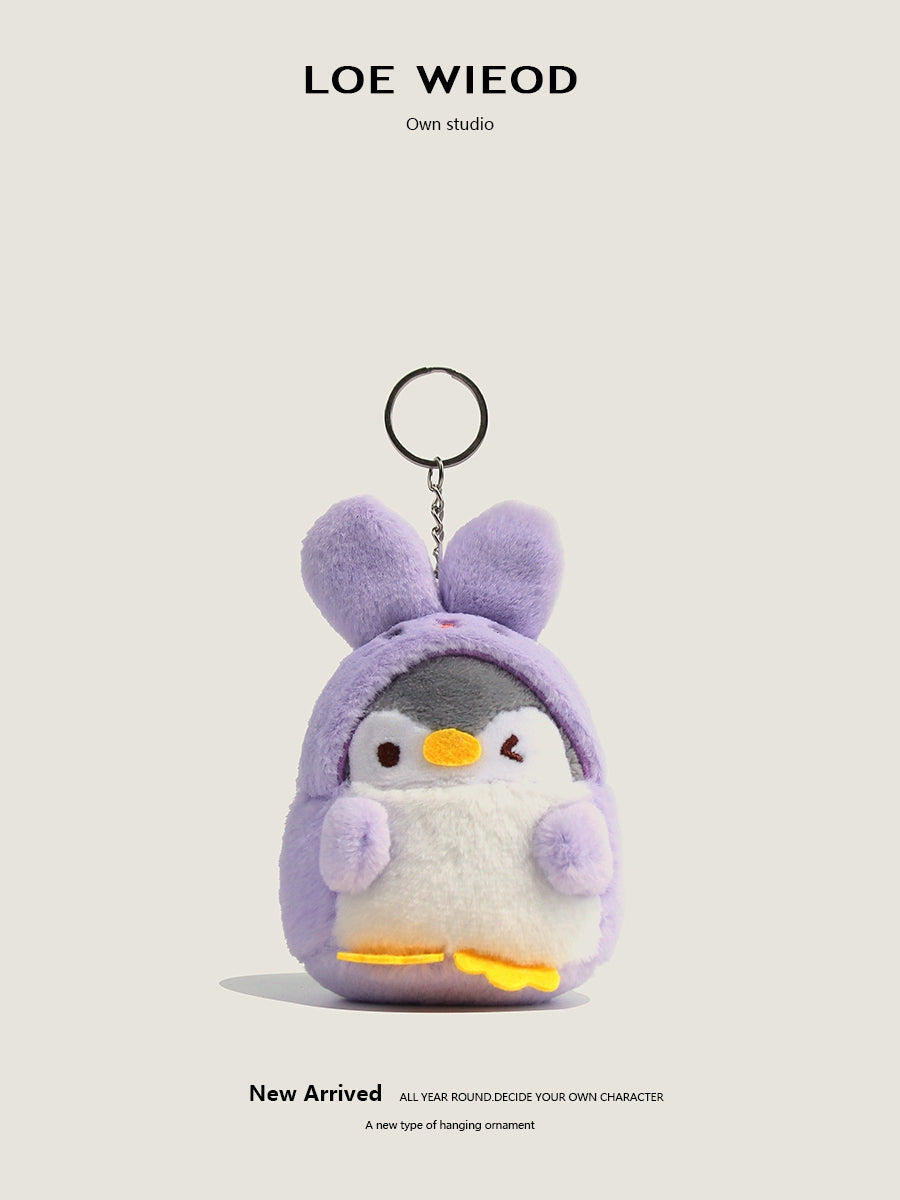 Bunny Hood Penguin Plush Keychain