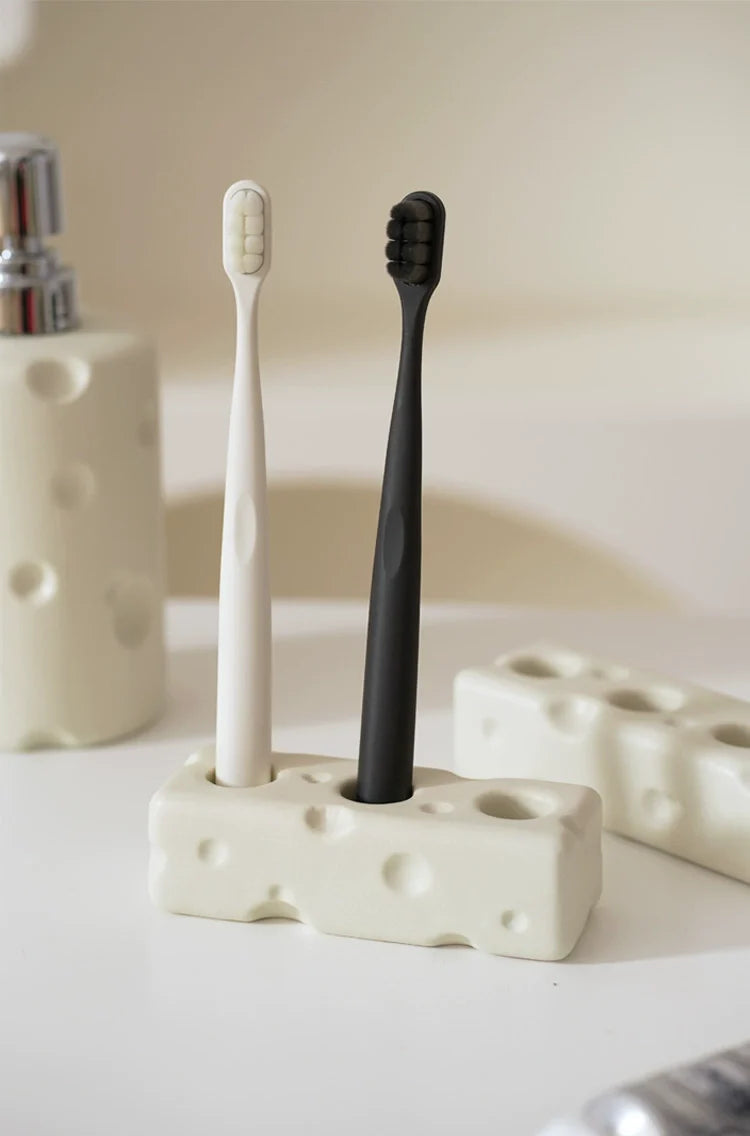 Cheese Ceramic Toothbrush Holder – 1 to 4 Slot Options