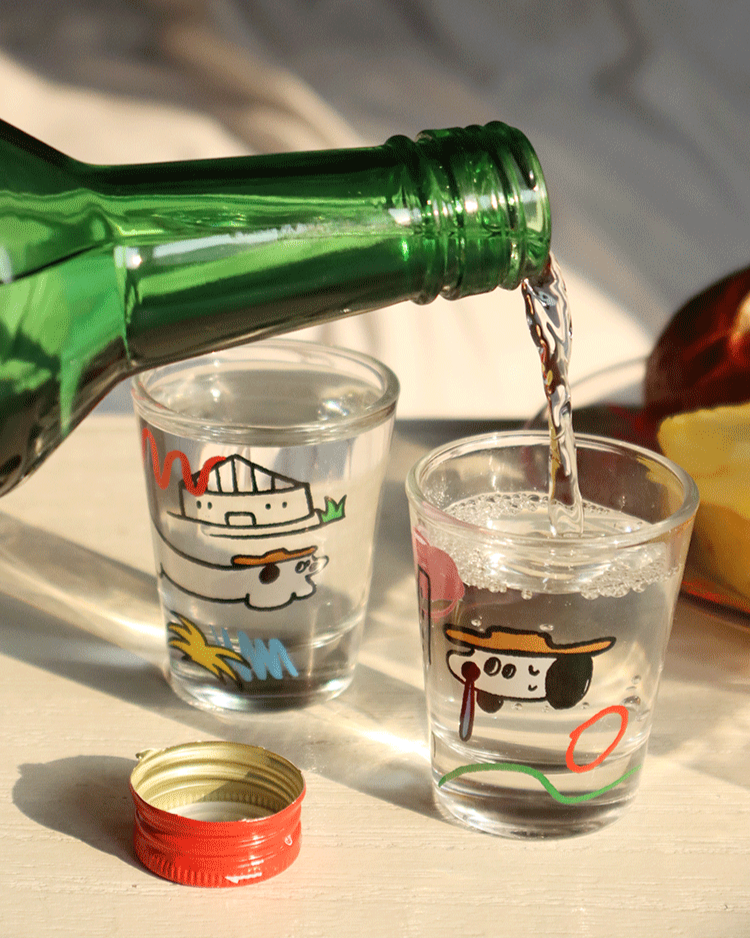 goodfornothing is good for nothing, original puppy glass, gift box, set, shot glass, juice drink cup