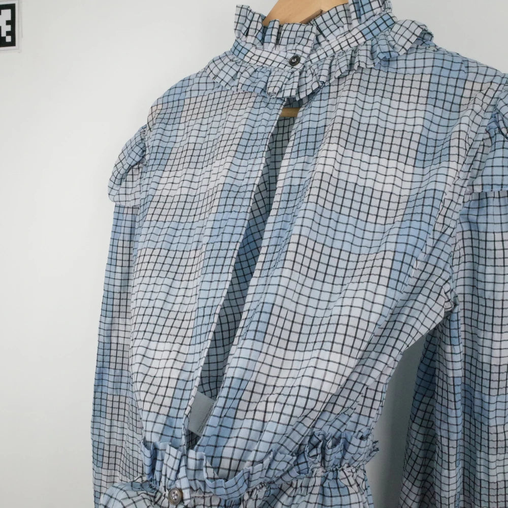 GANNI Short Check Blouse (Size 38)