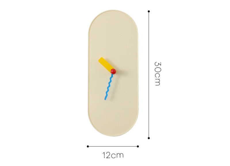 Nordic Oval Wall Clock with Wavy Hands