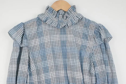 GANNI Short Check Blouse (Size 38)
