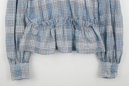 GANNI Short Check Blouse (Size 38)