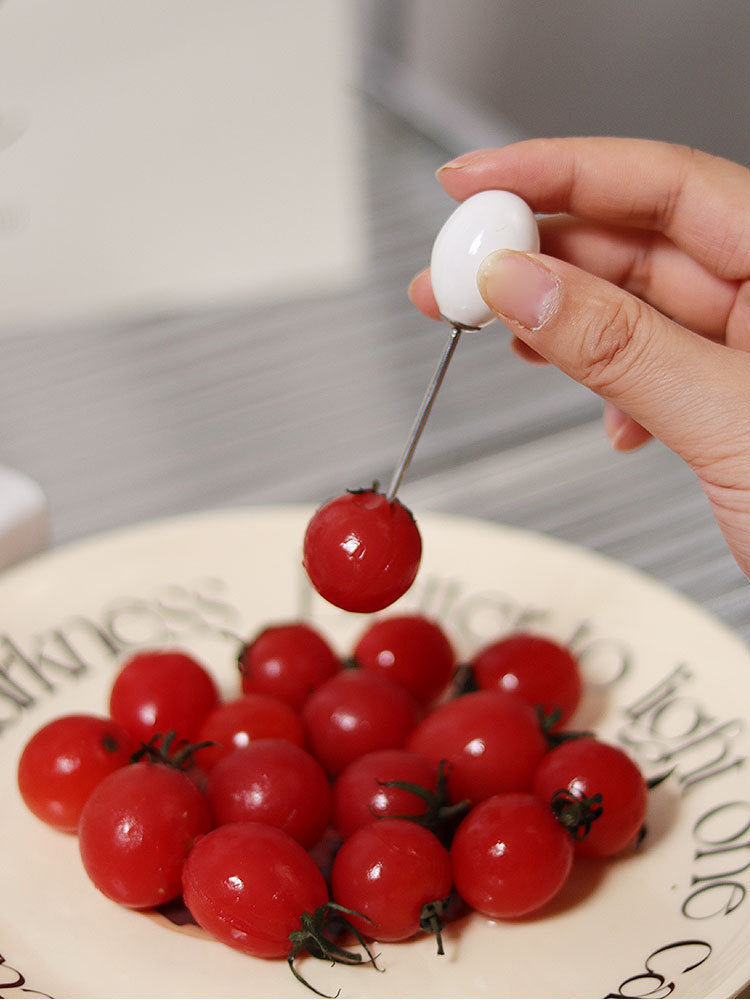 Tomato-Shaped Picks & Round Storage Holder
