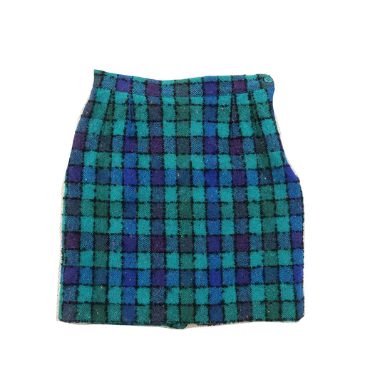 Yves Saint Laurent Teal Check Skirt
