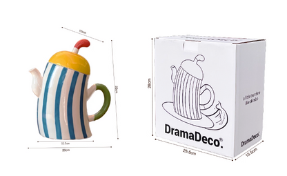 Wavy Stripe Ceramic Teapot