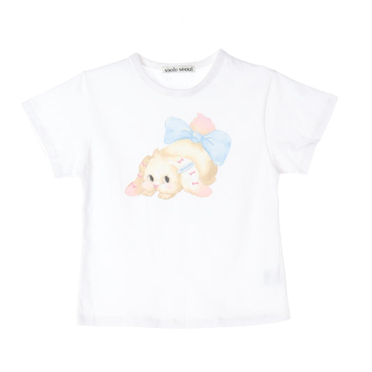 K-Style White Bunny Graphic T-Shirt (S)