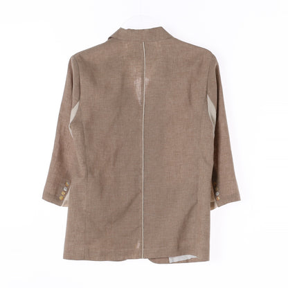 Andersson Bell Mocha Beige Single-Breasted Linen Jacket (S)