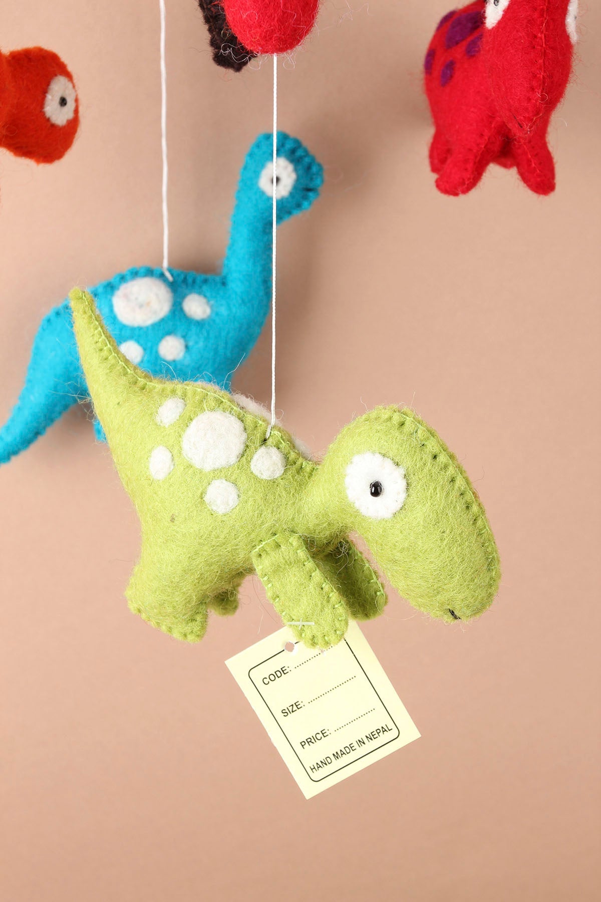 Eco-Friendly Handmade Dinosaur Baby Mobile – 100% Wool, Nepal-Made Nursery Gift