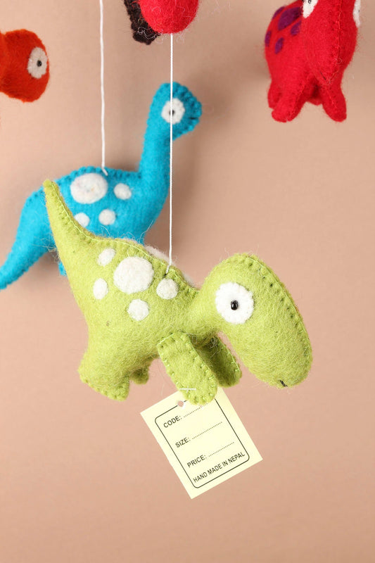 Eco-Friendly Handmade Dinosaur Baby Mobile – 100% Wool, Nepal-Made Nursery Gift