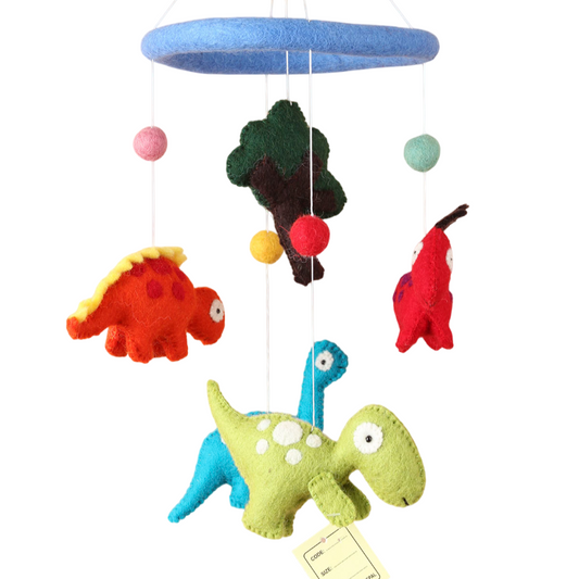 Eco-Friendly Handmade Dinosaur Baby Mobile – 100% Wool, Nepal-Made Nursery Gift