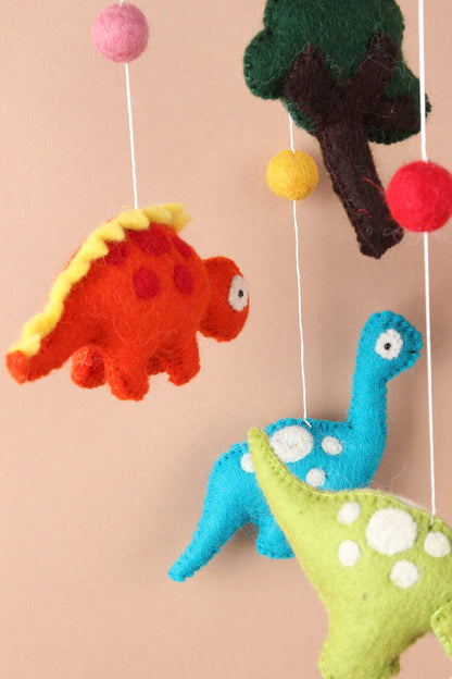 Eco-Friendly Handmade Dinosaur Baby Mobile – 100% Wool, Nepal-Made Nursery Gift