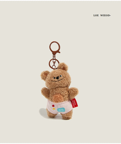 Smiley Bear Plush Keychain