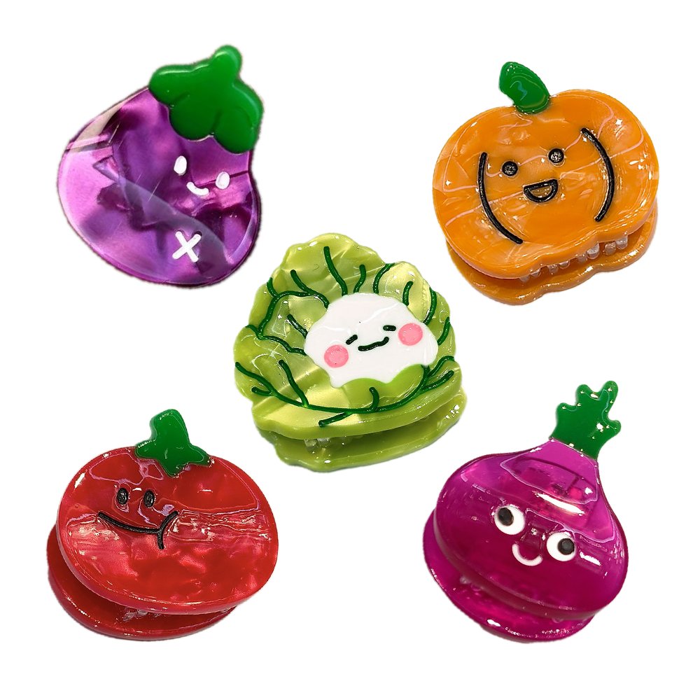 Y2K Cute Fruit & Veggie Face Claw Clips