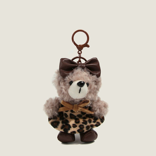 Leopard Dress Bear Plush Keychain