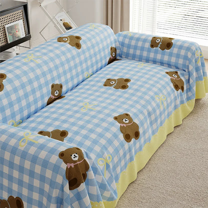 Pink Gingham Bear Sofa Cover