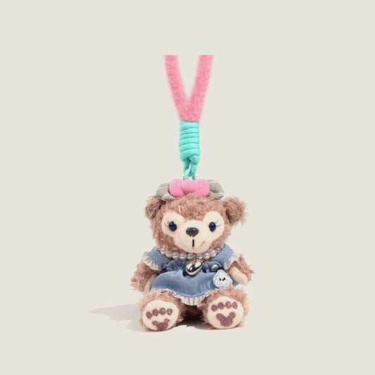 Pink Bow Bear Plush Keychain