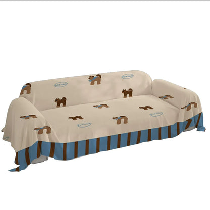 Cream Pet Pattern Sofa Cover