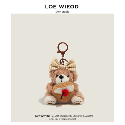 Bow Bear Plush Keychain