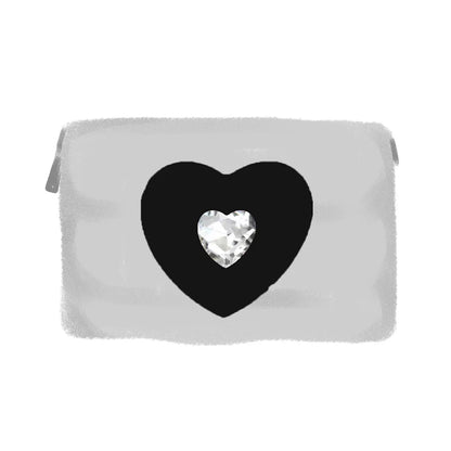 Crystal Heart Cosmetic Bag – Y2K Nylon Pouch