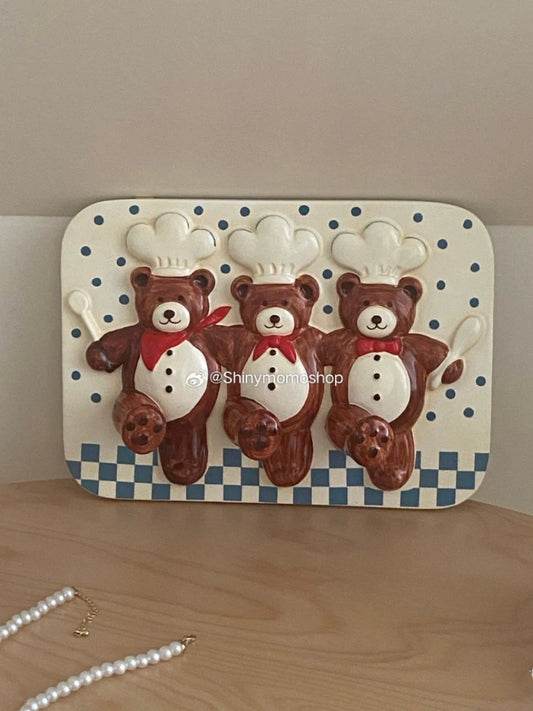 shinymomo creative cute cartoon chef bear ins style kitchen storage hanger vintage resin blogger hook