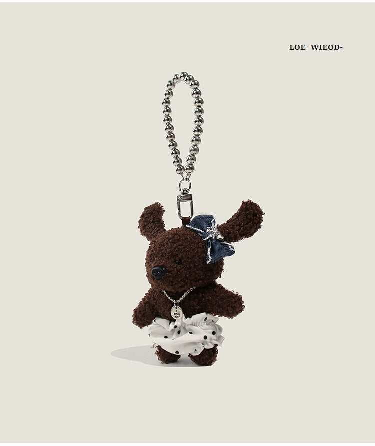 Pink Ribbon Bunny Plush Keychain