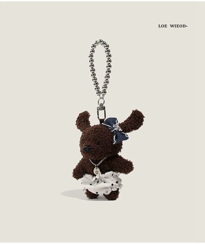 Pink Ribbon Bunny Plush Keychain