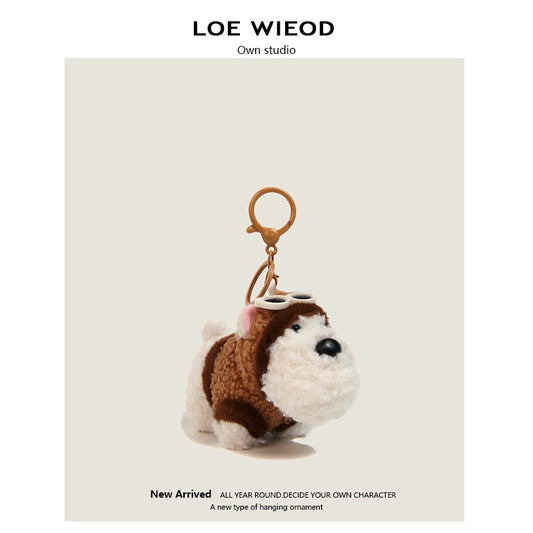 Goggles Dog Plush Keychain
