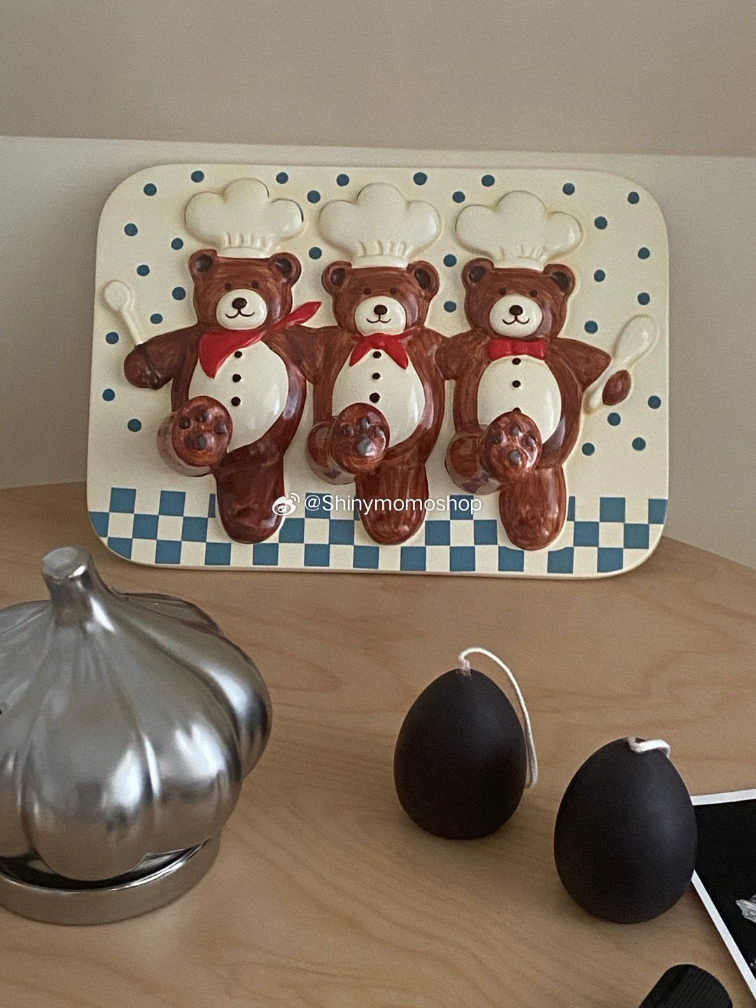 shinymomo creative cute cartoon chef bear ins style kitchen storage hanger vintage resin blogger hook