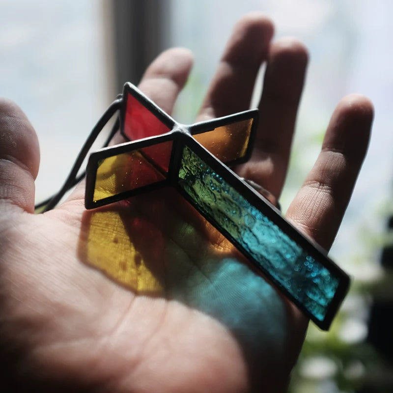 Handmade Stained Glass Cross Ornament