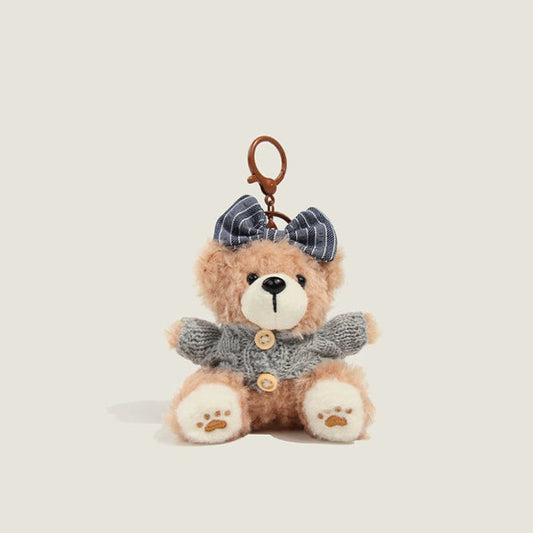 Bow Bear Plush Keychain