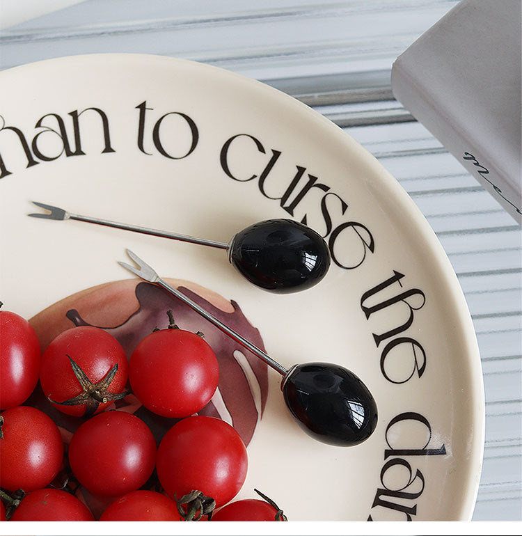Tomato-Shaped Picks & Round Storage Holder