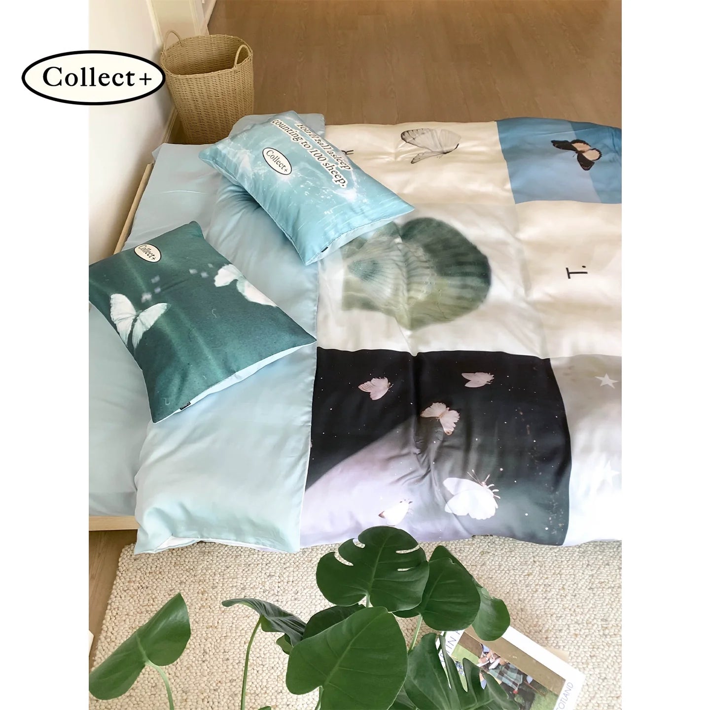 Art Favorites Butterfly Garden Ins Wind 60 Tencel Summer Cool Four-piece Set of Color-Blocked Design Bedding