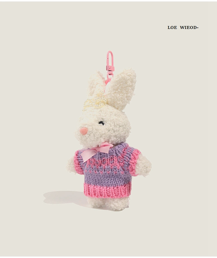 Pink Ribbon Bunny Plush Keychain