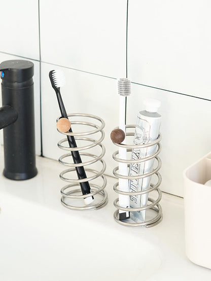 Spring Stainless Steel Toothbrush & Pen Holder