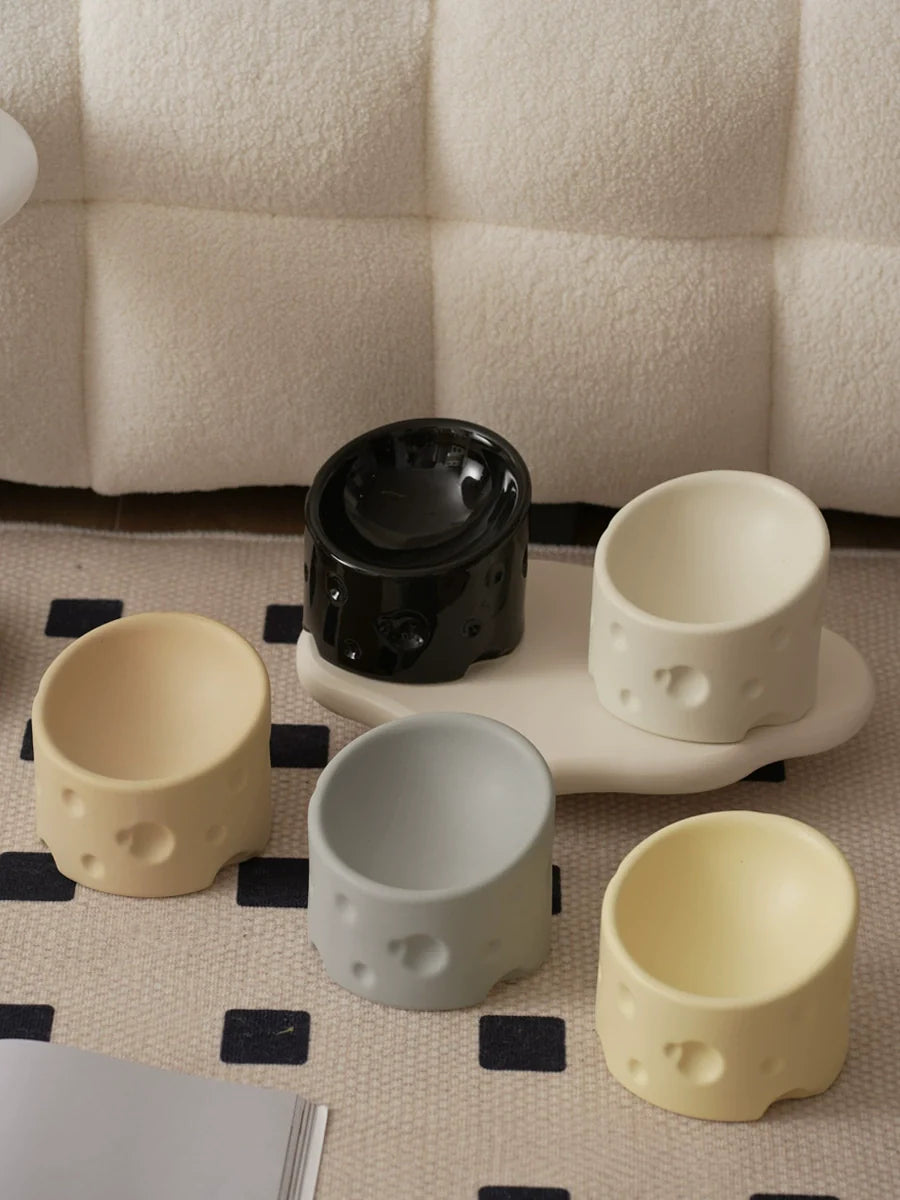 Cheese Ceramic Cat Bowl